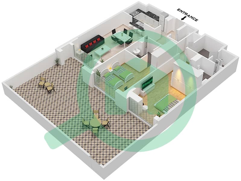 Bellevue Tower 1 - 2 Bedroom Apartment Type/unit 01 / UNIT 04 FLOOR 02-21 Floor plan Type 01 Unit 04 Floor 02-21 interactive3D