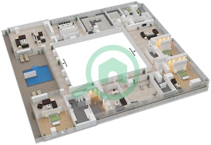 Marina Gate 2 - 3 Bed Apartments Type A Floor 64 Floor plan
