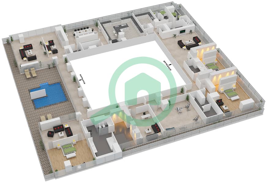 Marina Gate 2 - 3 Bedroom Penthouse Type A FLOOR 64 Floor plan Type A Floor 64 interactive3D