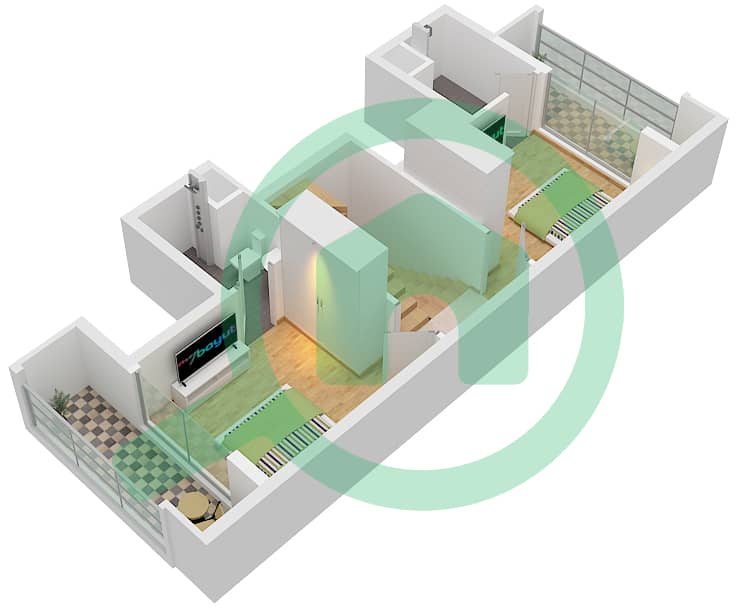 Taormina Village 1 - 4 Bedroom Villa Type C-MIDDLE UNIT Floor plan Type C-Middle Unit  First Floor interactive3D