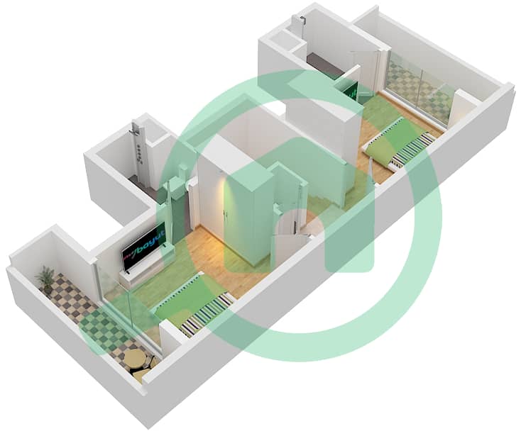 Taormina Village 1 - 4 Bedroom Villa Type C-MIDDLE UNIT Floor plan Type C-Middle Unit  Second Floor interactive3D