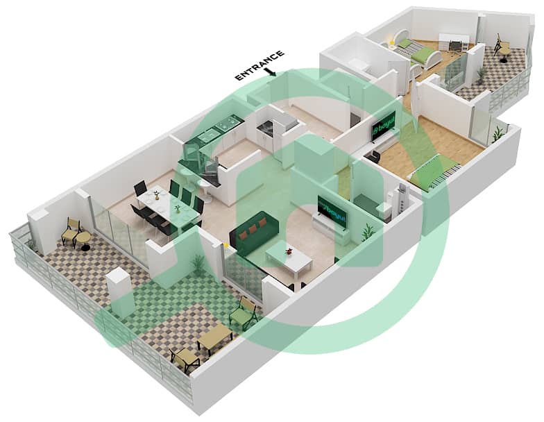 Ansam 1 - 2 Bedroom Apartment Type/unit B / UNIT 1 FLOOR 5-6 Floor plan Type B Unit 1 Floor 5-6 interactive3D