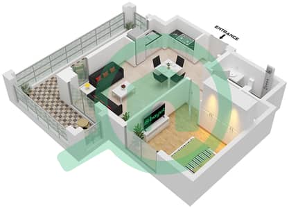 المخططات الطابقية لتصميم الوحدة 1 FLOOR MEZZANINE شقة 1 غرفة نوم - روزواتر 3 خور دبي