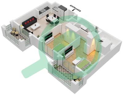 溪畔玫瑰柔情3号大厦 - 2 卧室公寓单位6 FLOOR 2-7戶型图