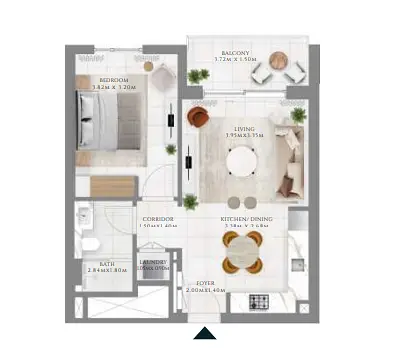 2 BR floor plan