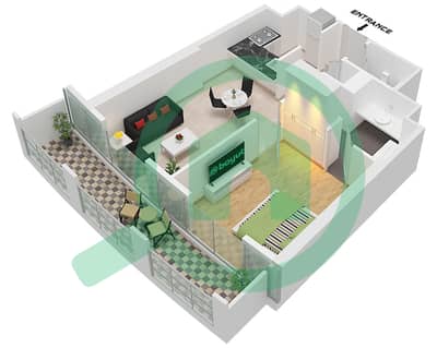Tower A - 1 Bed Apartments Unit 3 Floor 10-23,26-46 Floor plan