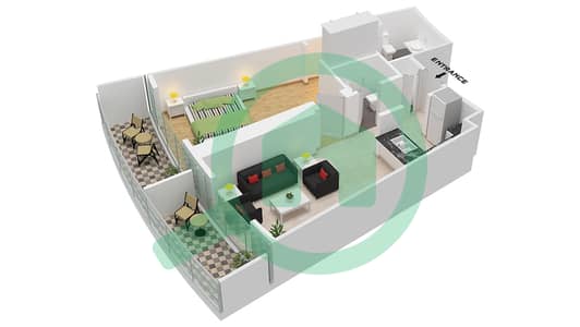 Tower A - 1 Bed Apartments Unit 6 Floor 10-23,26-46 Floor plan