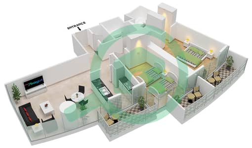 Tower A - 2 Bed Apartments Unit 7 Floor 10-23,26-46 Floor plan