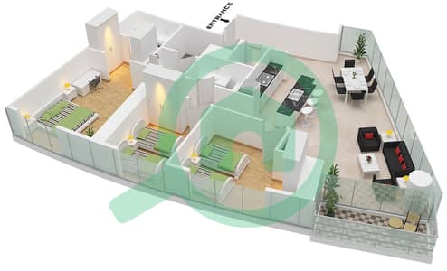 Tower A - 3 Bed Apartments Unit 1 Floor 49-69 Floor plan