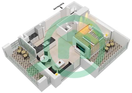 المخططات الطابقية لتصميم النموذج 2 FLOOR 2-13 شقة 1 غرفة نوم - سانتوريني ريزيدنسز باي لوتراكي