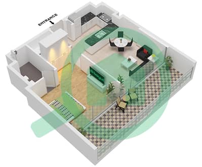 Santorini Residences by Loutraki - Апартамент 1 Спальня планировка Тип 3 FLOOR 2-13