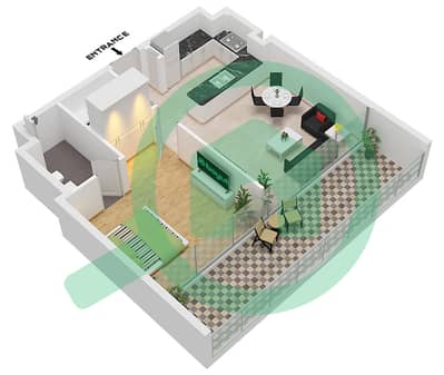 Santorini Residences by Loutraki - Апартамент 1 Спальня планировка Тип 3 FLOOR 14-22