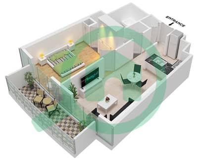 Tower A - 1 Bed Apartments Unit 3 Floor 49-69 Floor plan