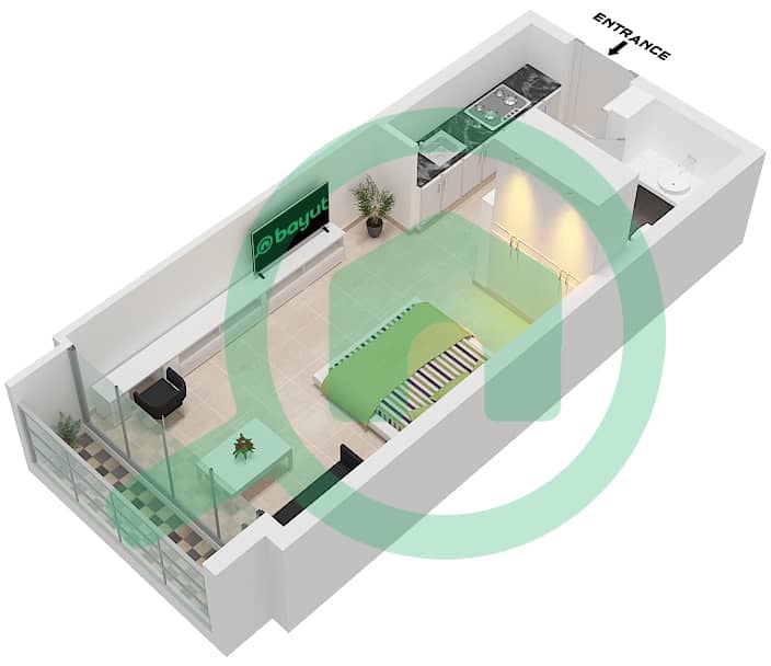 المخططات الطابقية لتصميم النموذج F شقة استوديو - بحيرات سيرينيتي 2 Type F Floor 4 interactive3D