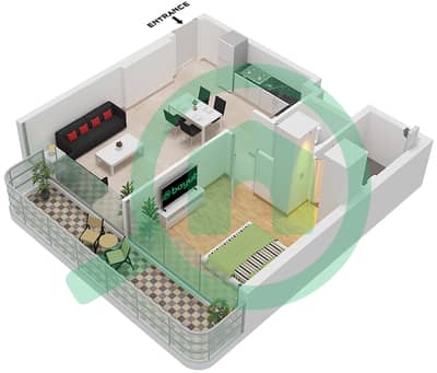 Creek View by Iraz - 1 卧室公寓类型／单位A / UNIT 1 FLOOR 1-13戶型图
