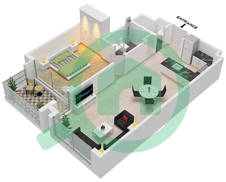 Розалия Резиденс - Апартамент 1 Спальня планировка Тип 3 FLOOR 2-6 Type 3 Floor 2-6 interactive3D