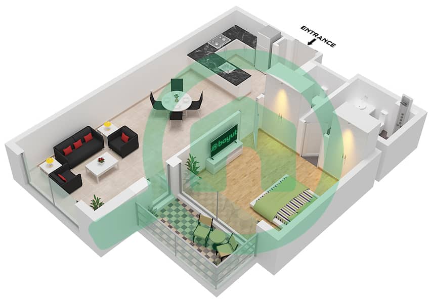 Розалия Резиденс - Апартамент 1 Спальня планировка Тип 6 FLOOR 2-6 Type 6 Floor 2-6 interactive3D