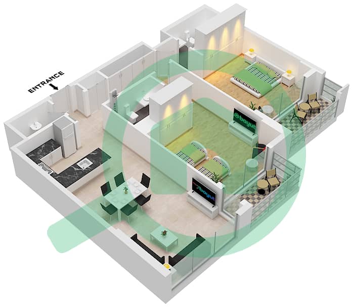 Розалия Резиденс - Апартамент 2 Cпальни планировка Тип 2 FLOOR 2-6 Type 2 Floor 2-6 interactive3D