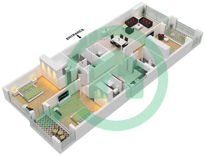 Rosalia Residences - 3 Bedroom Apartment Type 1 FLOOR 2-6 Floor plan