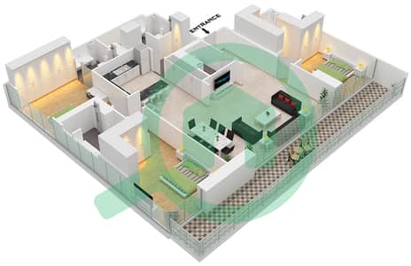 МБЛ Роял - Апартамент 3 Cпальни планировка Единица измерения 4,8-MIRRORED FLOOR 19-35