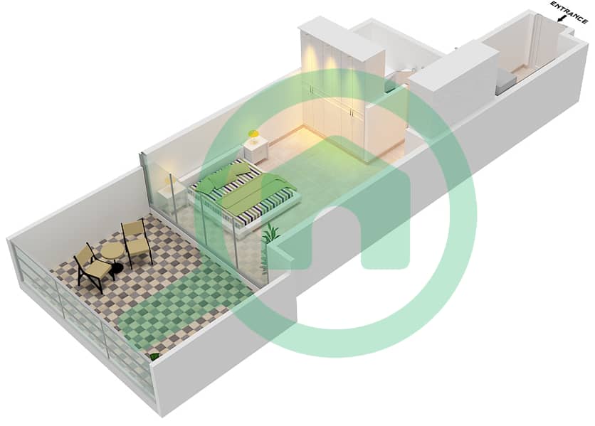 Golf Promenade 3B - Studio Apartment Unit 6 FLOOR 3 Floor plan Unit 6 Floor 3 Tower B interactive3D