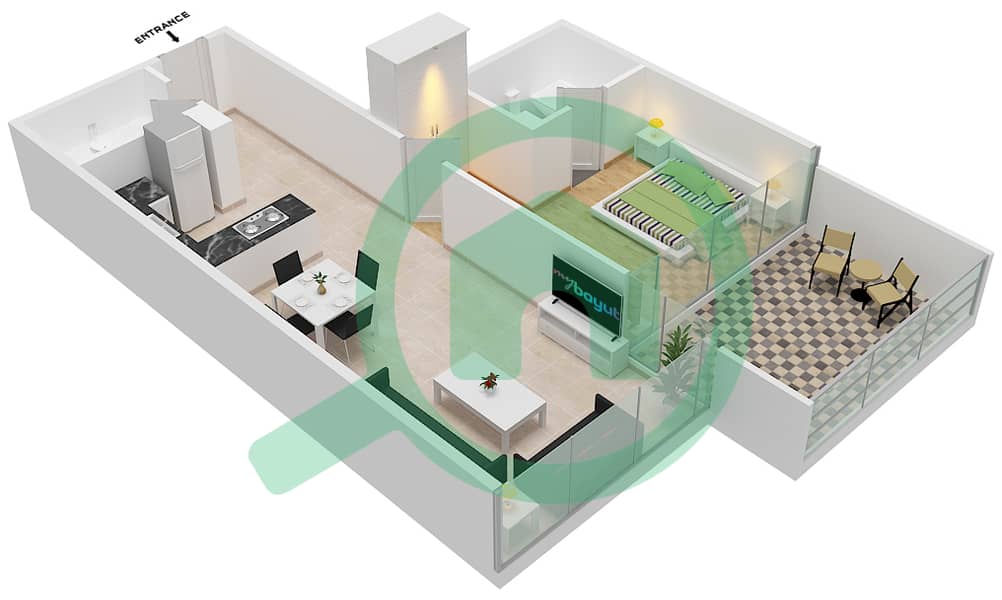 Golf Promenade 3B - 1 Bedroom Apartment Unit 7 FLOOR 3 Floor plan Unit 7 Floor 3 Tower B interactive3D