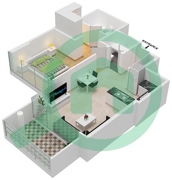 Golf Promenade 3B - 1 Bedroom Apartment Unit 12 FLOOR 3 Floor plan Unit 12 Floor 3 Tower B interactive3D