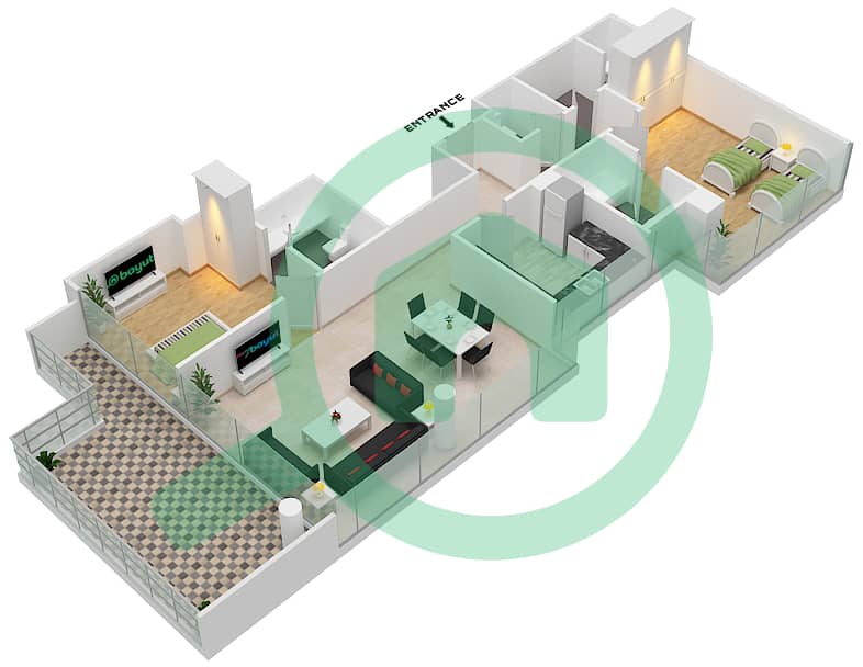 Golf Promenade 3B - 2 Bedroom Apartment Unit 1 FLOOR 4 Floor plan Unit 1 Floor 4 Tower B interactive3D