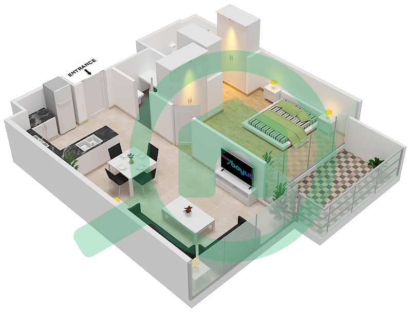 Golf Promenade 3B - 1 Bedroom Apartment Unit 3 FLOOR 4 Floor plan Unit 3 Floor 4 Tower B interactive3D