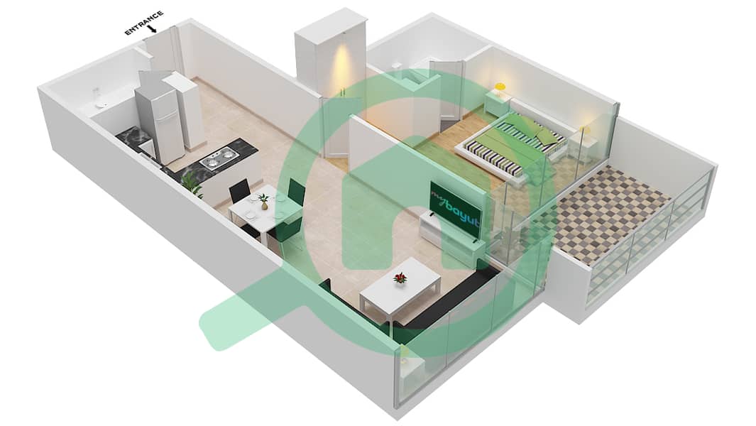 Golf Promenade 3B - 1 Bedroom Apartment Unit 7 FLOOR 4,5,6 Floor plan Unit 7 Floor 4,5,6 Tower B interactive3D
