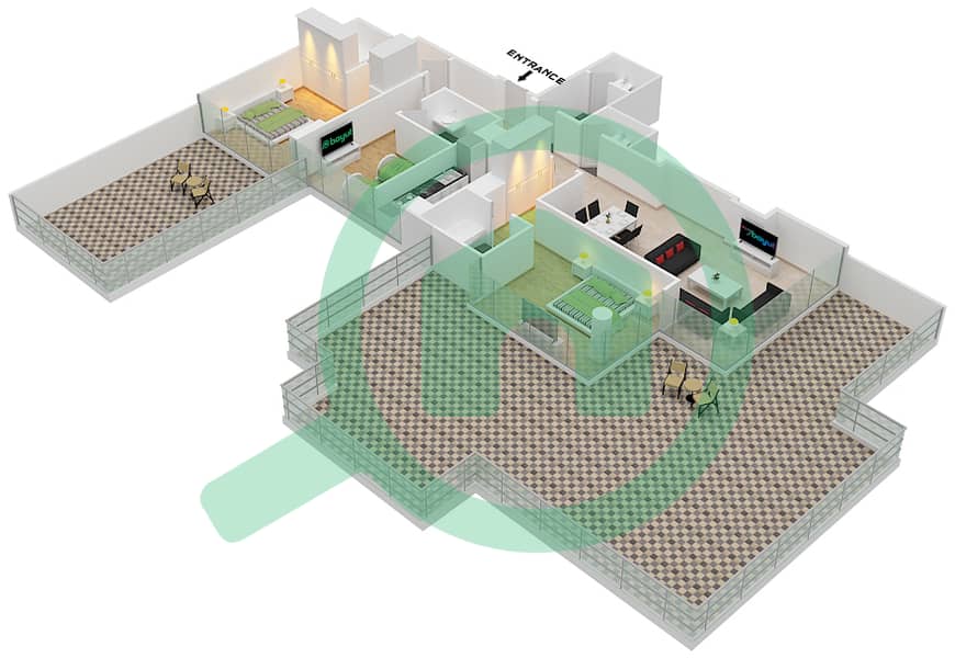Golf Promenade 3B - 3 Bedroom Apartment Unit 2 FLOOR 3 Floor plan Unit 2 Floor 3 Tower B interactive3D