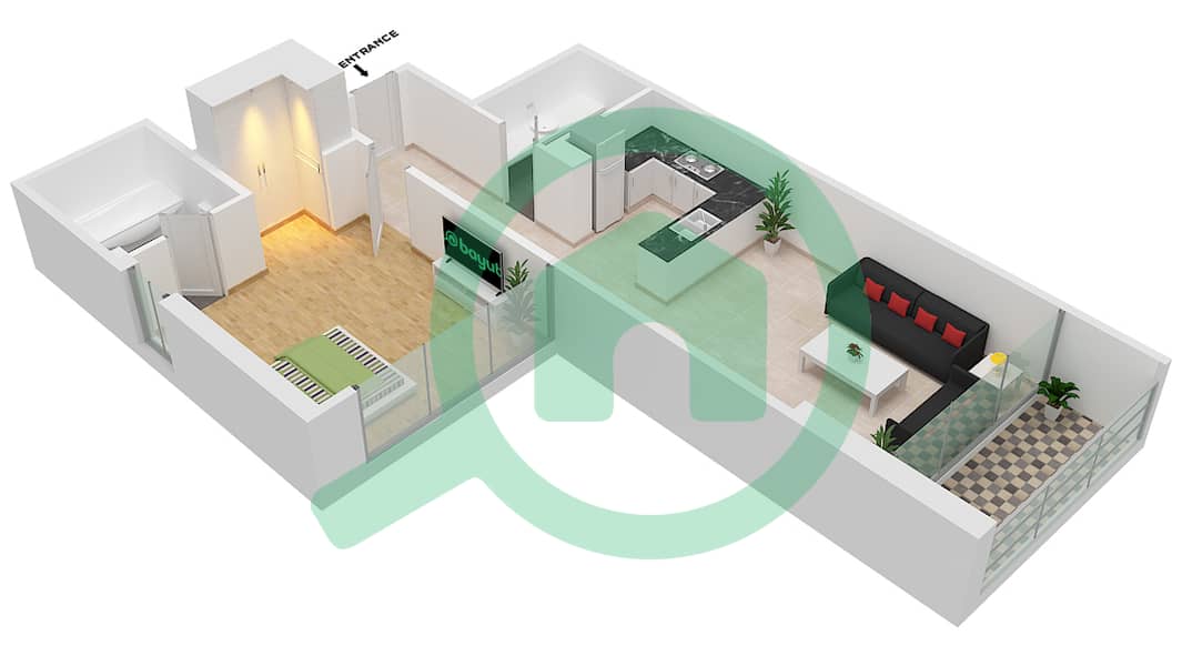 المخططات الطابقية لتصميم الوحدة 8 FLOOR 4,5,6 شقة 1 غرفة نوم - غولف بروميناد 3B Unit 8 Floor 4,5,6 Tower B interactive3D