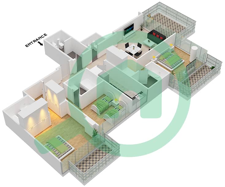 Golf Promenade 3B - 3 Bedroom Apartment Unit 2 FLOOR 5 Floor plan Unit 2 Floor 5 Tower B interactive3D