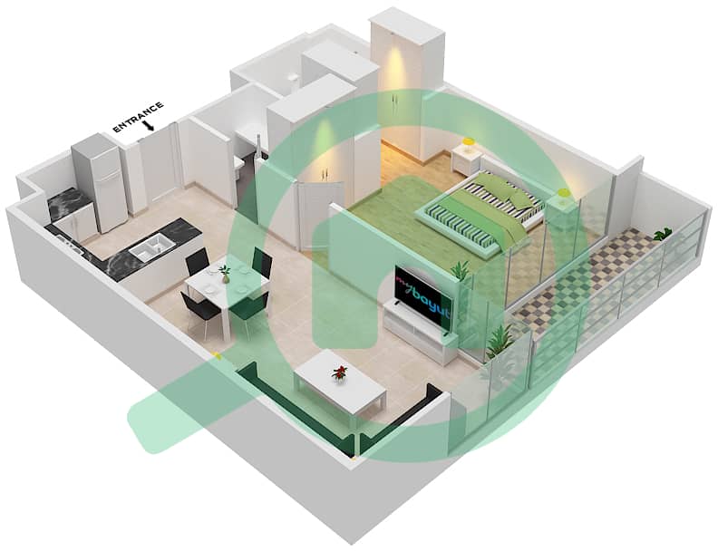 Golf Promenade 3B - 1 Bedroom Apartment Unit 3 FLOOR 5 Floor plan Unit 3 Floor 5 Tower B interactive3D