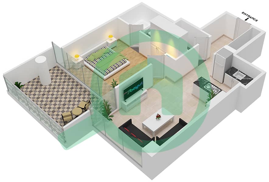 Golf Promenade 3B - 1 Bedroom Apartment Unit 12 FLOOR 5 Floor plan Unit 12 Floor 5 Tower B interactive3D