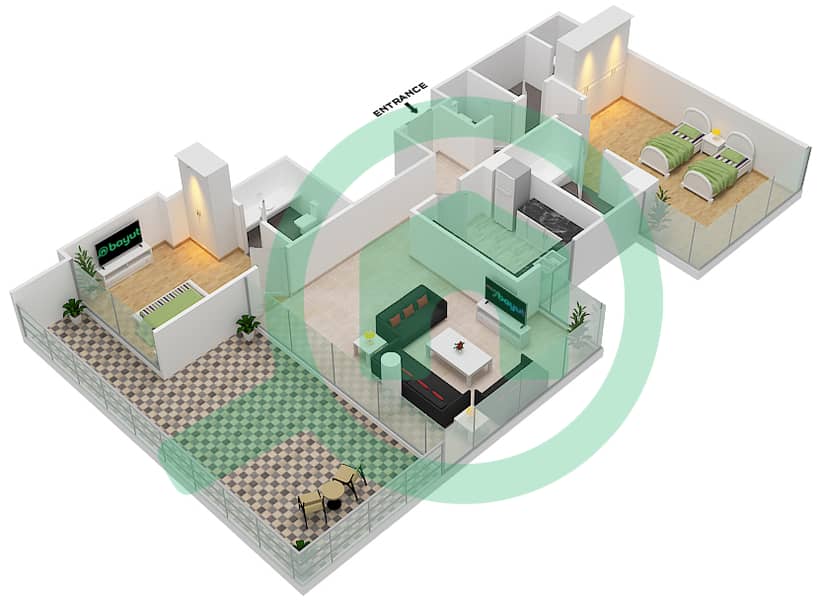 Golf Promenade 3B - 2 Bedroom Apartment Unit 1 FLOOR 6 Floor plan Unit 1 Floor 6 Tower B interactive3D