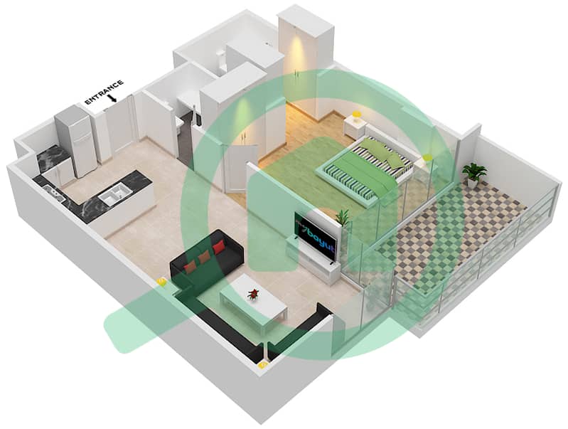 Golf Promenade 3B - 1 Bedroom Apartment Unit 3 FLOOR 6 Floor plan Unit 3 Floor 6 Tower B interactive3D