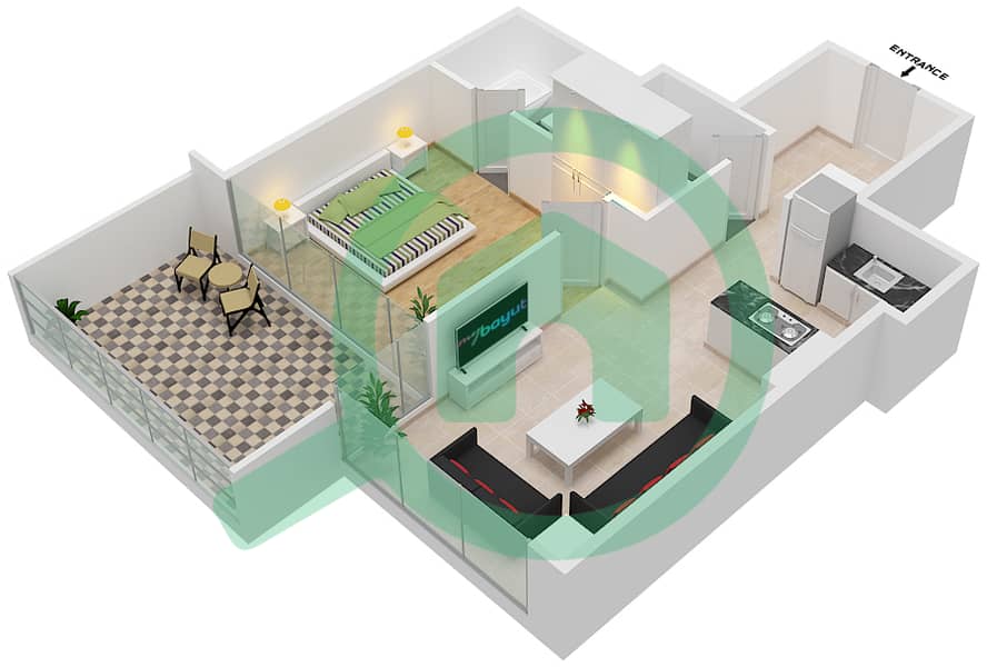 Golf Promenade 3B - 1 Bedroom Apartment Unit 12 FLOOR 6 Floor plan Unit 12 Floor 6 Tower B interactive3D