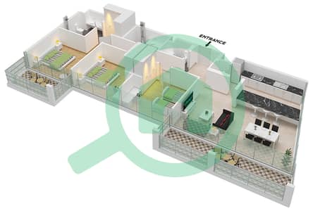The Gate - 3 Bedroom Apartment Type A1 Floor plan