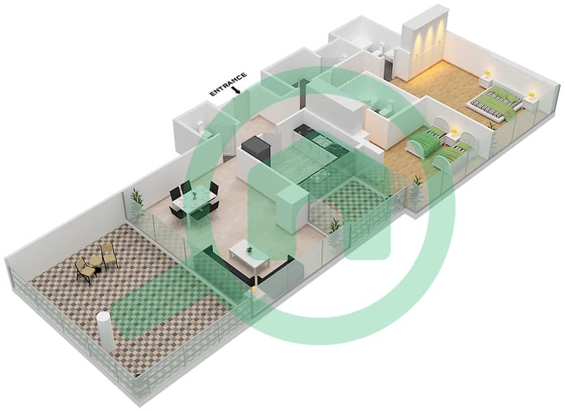 Golf Promenade 3B - 2 Bedroom Apartment Unit 1 FLOOR 7 Floor plan Unit 1 Floor 7 interactive3D