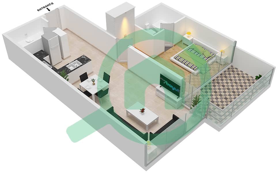 Golf Promenade 3B - 1 Bedroom Apartment Unit 5 FLOOR 7,8 Floor plan Unit 5 Floor 7,8 interactive3D