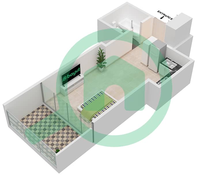 Golf Promenade 3B - Studio Apartment Unit 9 FLOOR 7 Floor plan Unit 9 Floor 7 interactive3D
