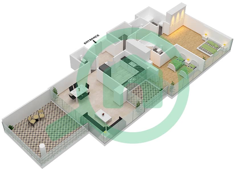Golf Promenade 3B - 2 Bedroom Apartment Unit 1 FLOOR 8 Floor plan Unit 1 Floor 8 interactive3D