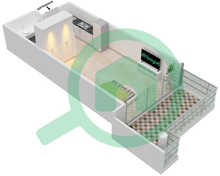 Golf Promenade 3B - Studio Apartment Unit 3 FLOOR 8 Floor plan Unit 3 Floor 8 interactive3D