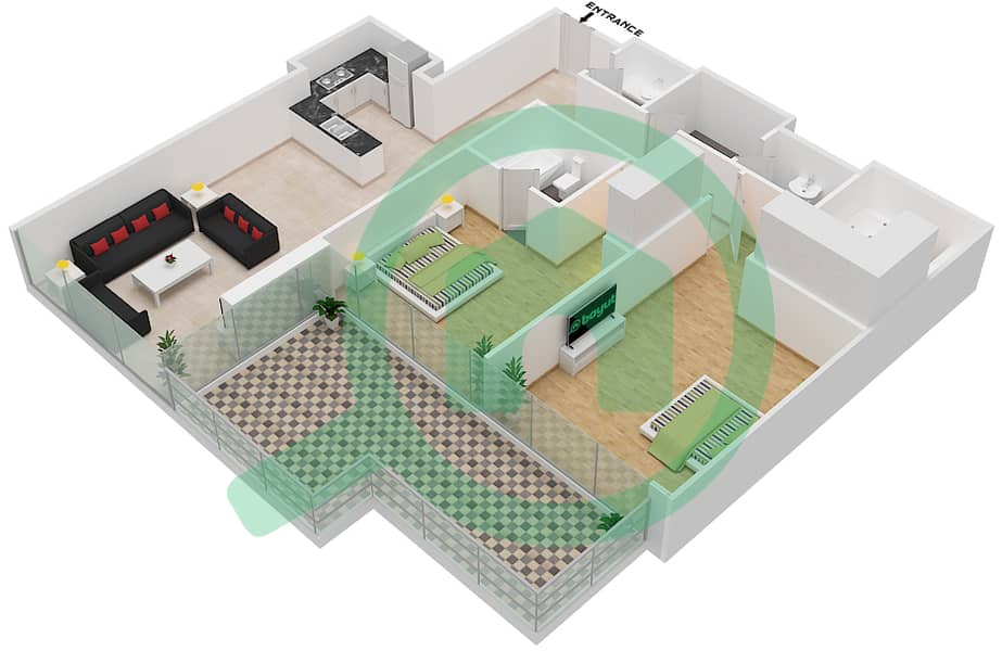 Golf Promenade 3B - 2 Bedroom Apartment Unit 4 FLOOR 8 Floor plan Unit 4 Floor 8 interactive3D