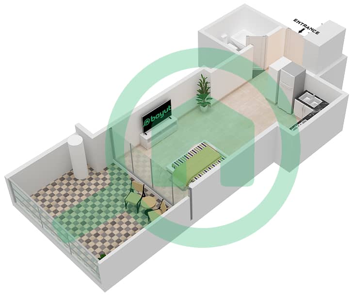 Golf Promenade 3B - Studio Apartment Unit 9 FLOOR 8 Floor plan Unit 9 Floor 8 interactive3D