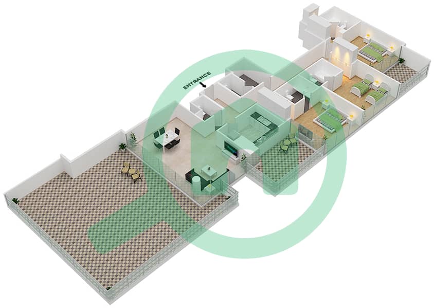 Golf Promenade 3B - 3 Bedroom Apartment Unit 1 FLOOR 9 Floor plan Unit 1 Floor 9 interactive3D