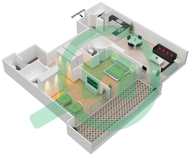 Golf Promenade 3B - 2 Bedroom Apartment Unit 7 FLOOR 9 Floor plan Unit 7 Floor 9 interactive3D