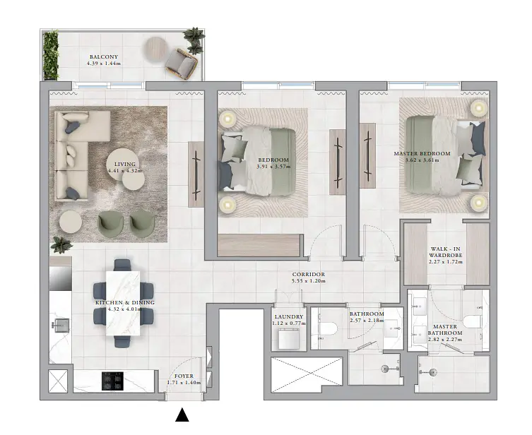 2 BR floor plan