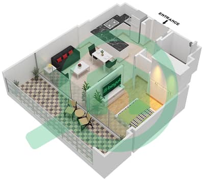 Azizi Riviera 63 - 1 卧室公寓类型／单位7 / UNIT 8 FLOOR 1戶型图